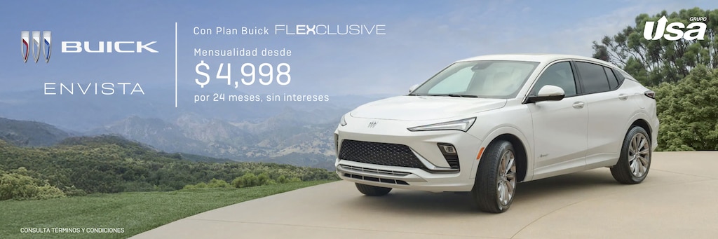 Estrena una Buick Envista con el plan Flexclusive y disfruta de una SUV con un diseño innovador. 