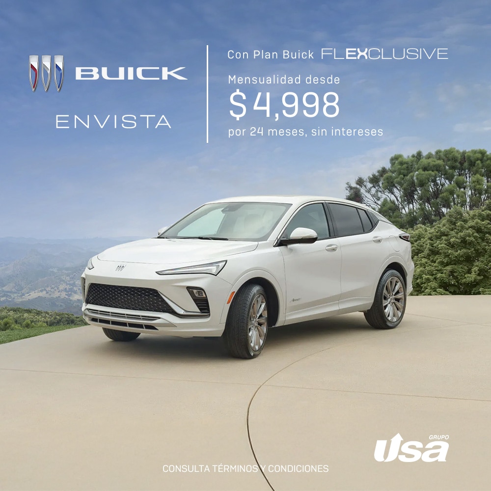 Estrena una Buick Envista con el plan Flexclusive y disfruta de una SUV con un diseño innovador. 
