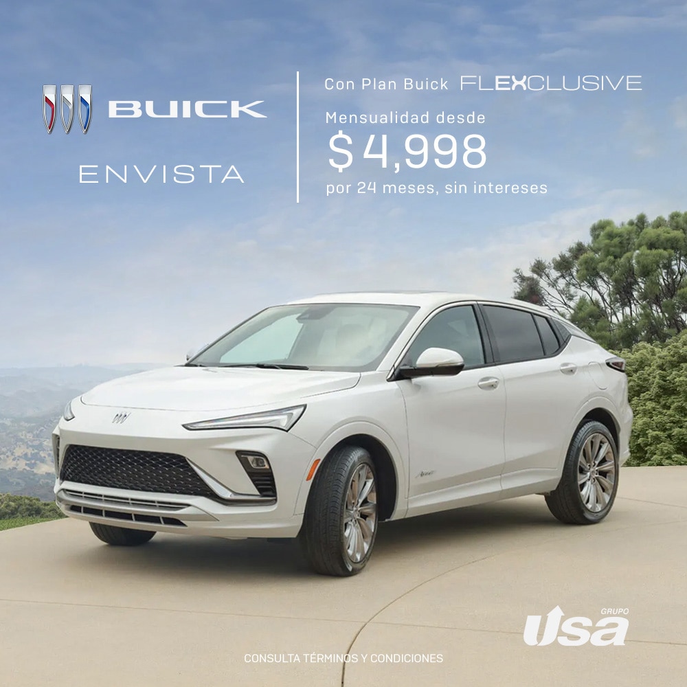 Estrena una Buick Envista con el plan Flexclusive y disfruta de una SUV con un diseño innovador. 